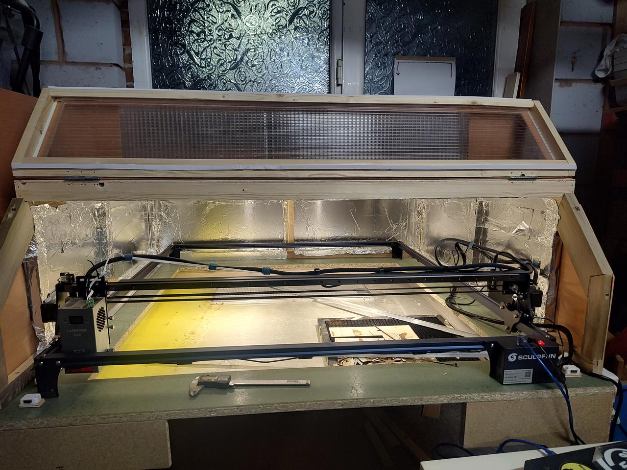Upgraded laser cutter frame in place