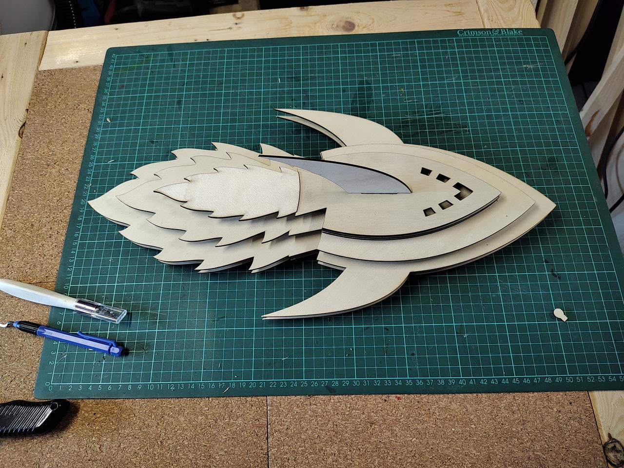 The finished lamp body, with only a bit of smudge cleanup and the soldering remaining to do.